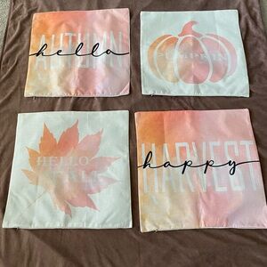Festive Fall/Autumn Decorative Pillow Covers.  Set of 4 16” x 16”. New